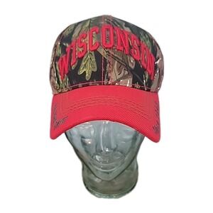 Wisconsin Badger State USA Headwear Camo Adjustable Dad Hat Cap NWT